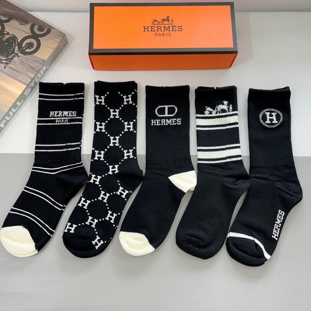 HERMES CREW SOCKS 381628 (1 BOX)