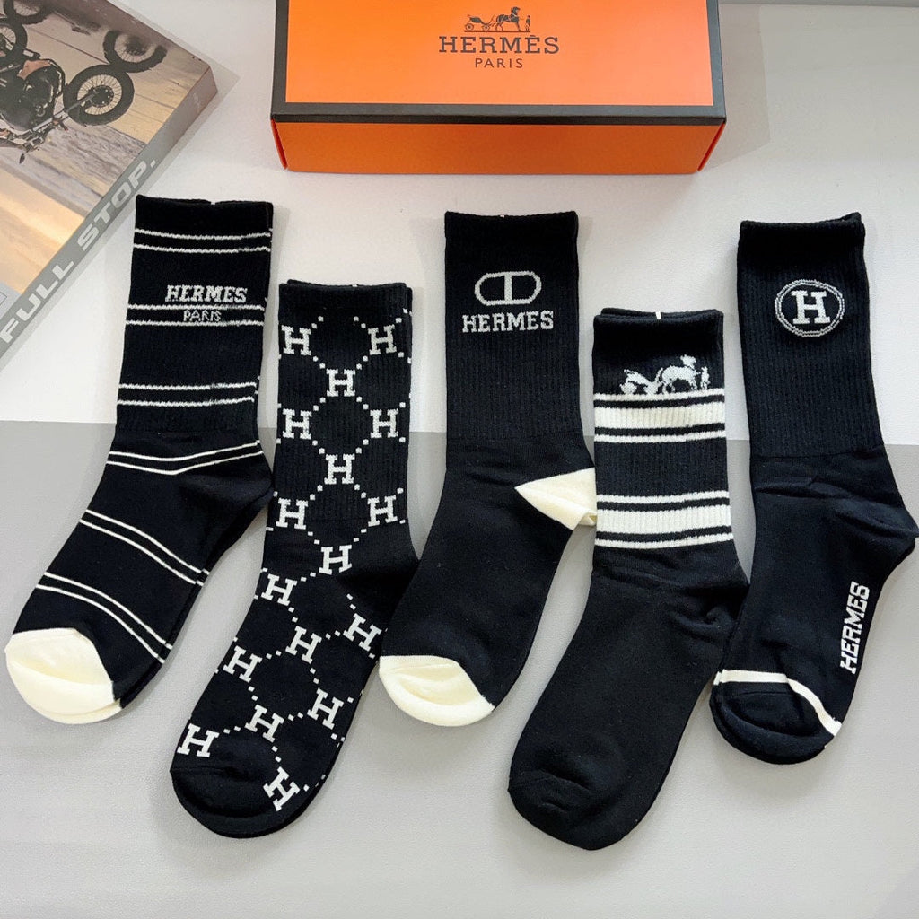 HERMES CREW SOCKS 381628 (1 BOX)
