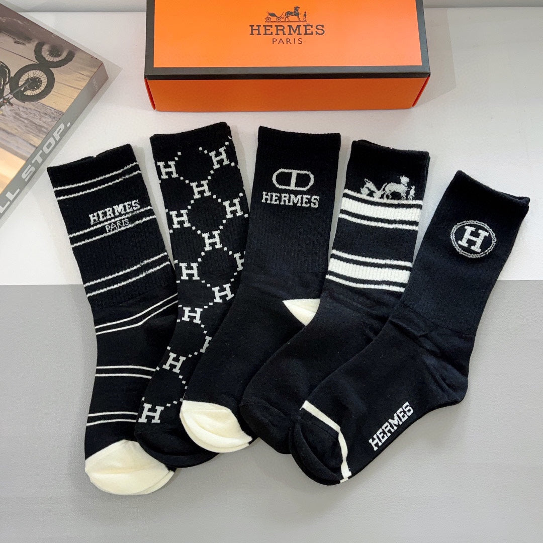 HERMES CREW SOCKS 381628 (1 BOX)