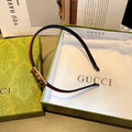 GUCCI NARROW HAIRBAND IN BLACK MIX RED FABRIC 395356