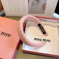 THICK HEADBAND IN PINK TWEED EMBELLISHED SEQUINS 406045
