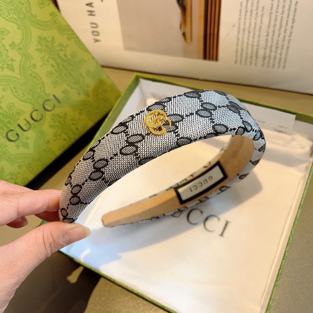 GUCCI HEADBAND IN LIGHT GRAY MONOGRAM CANVAS 406053