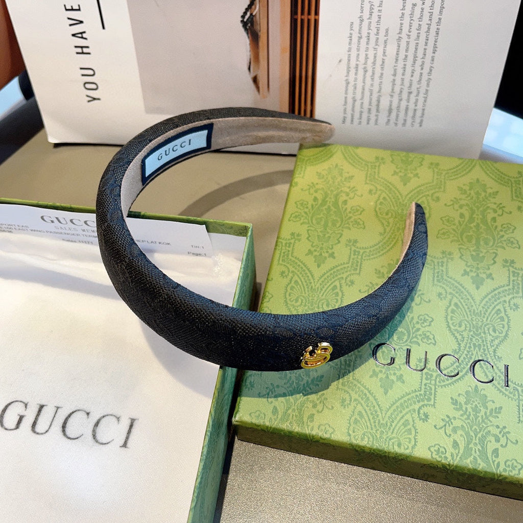 GUCCI HEADBAND IN BLACK MONOGRAM CANVAS 406055