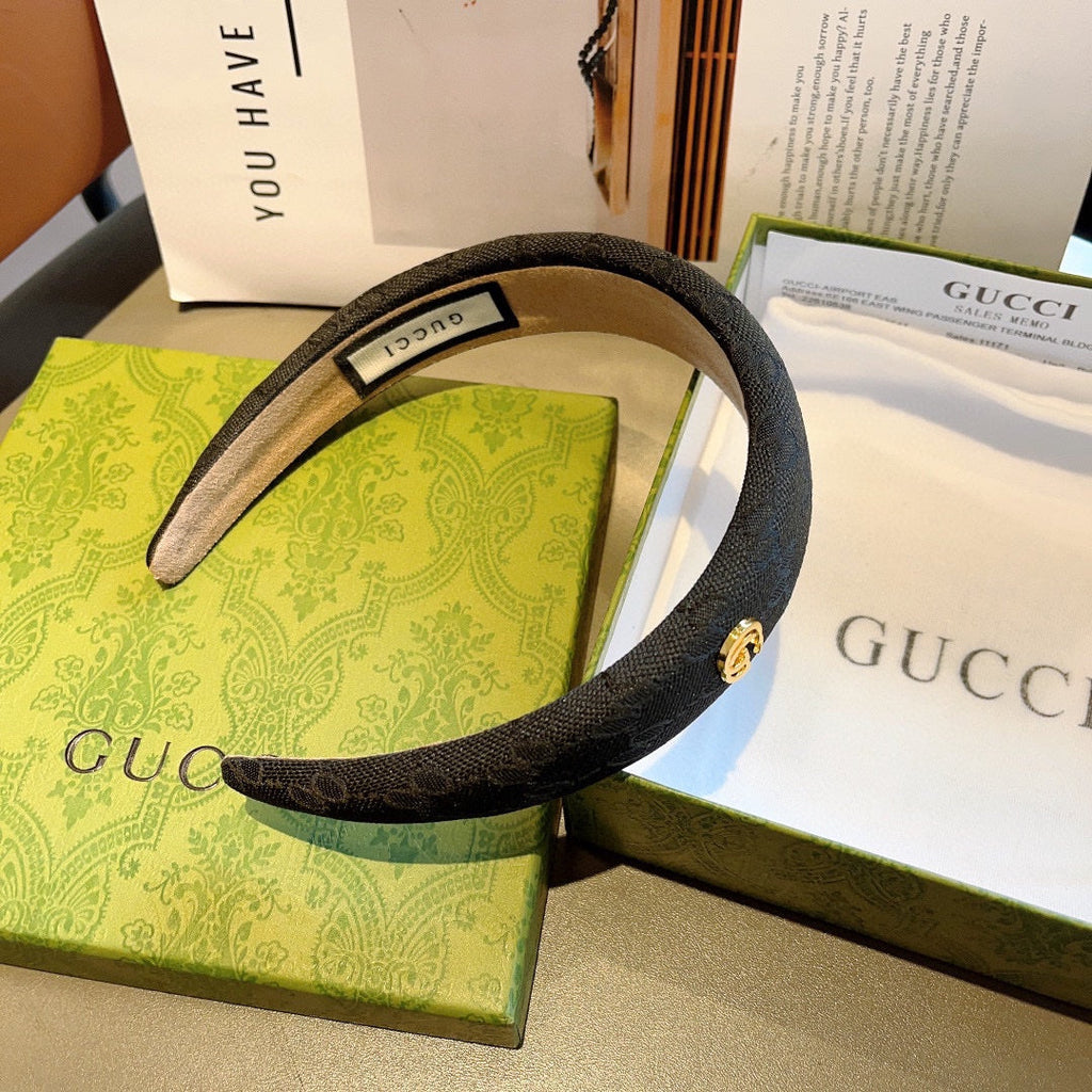 GUCCI HEADBAND IN BLACK MONOGRAM CANVAS 406055