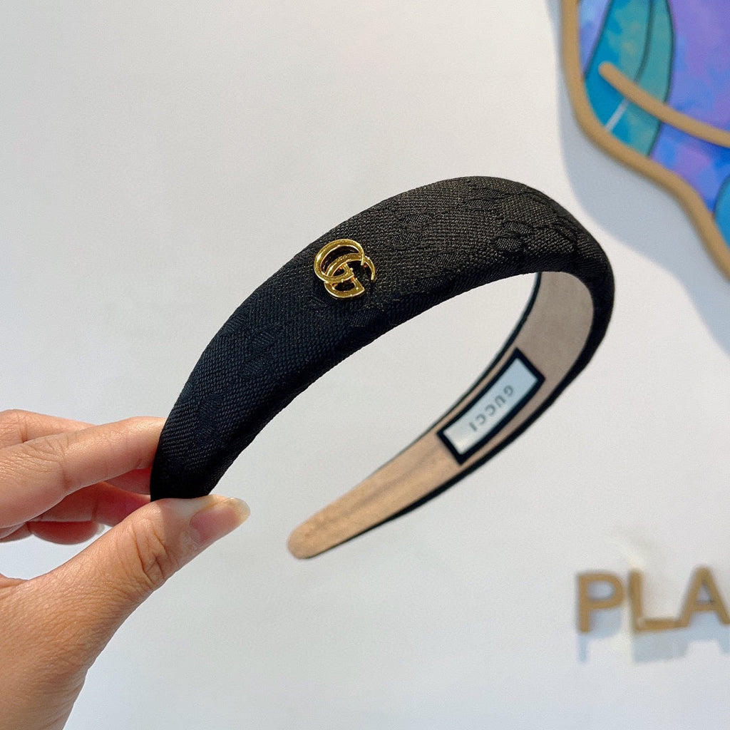 GUCCI HEADBAND IN BLACK MONOGRAM CANVAS 406055