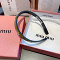 HEAD BAND IN OLIVE GREEN LAMBSKIN AND RESIN 417298