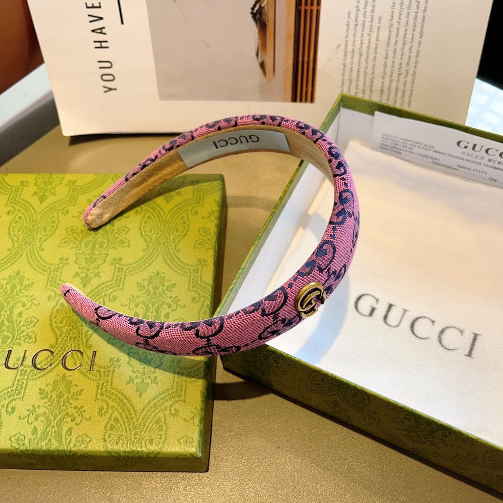 GUCCI HEADBAND IN PINK MONOGRAM CANVAS 420624