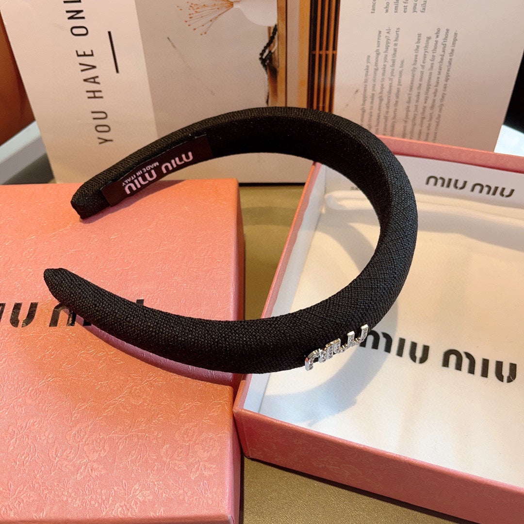 THICK HAIR BAND IN BLACK RAW FABRIC 423578