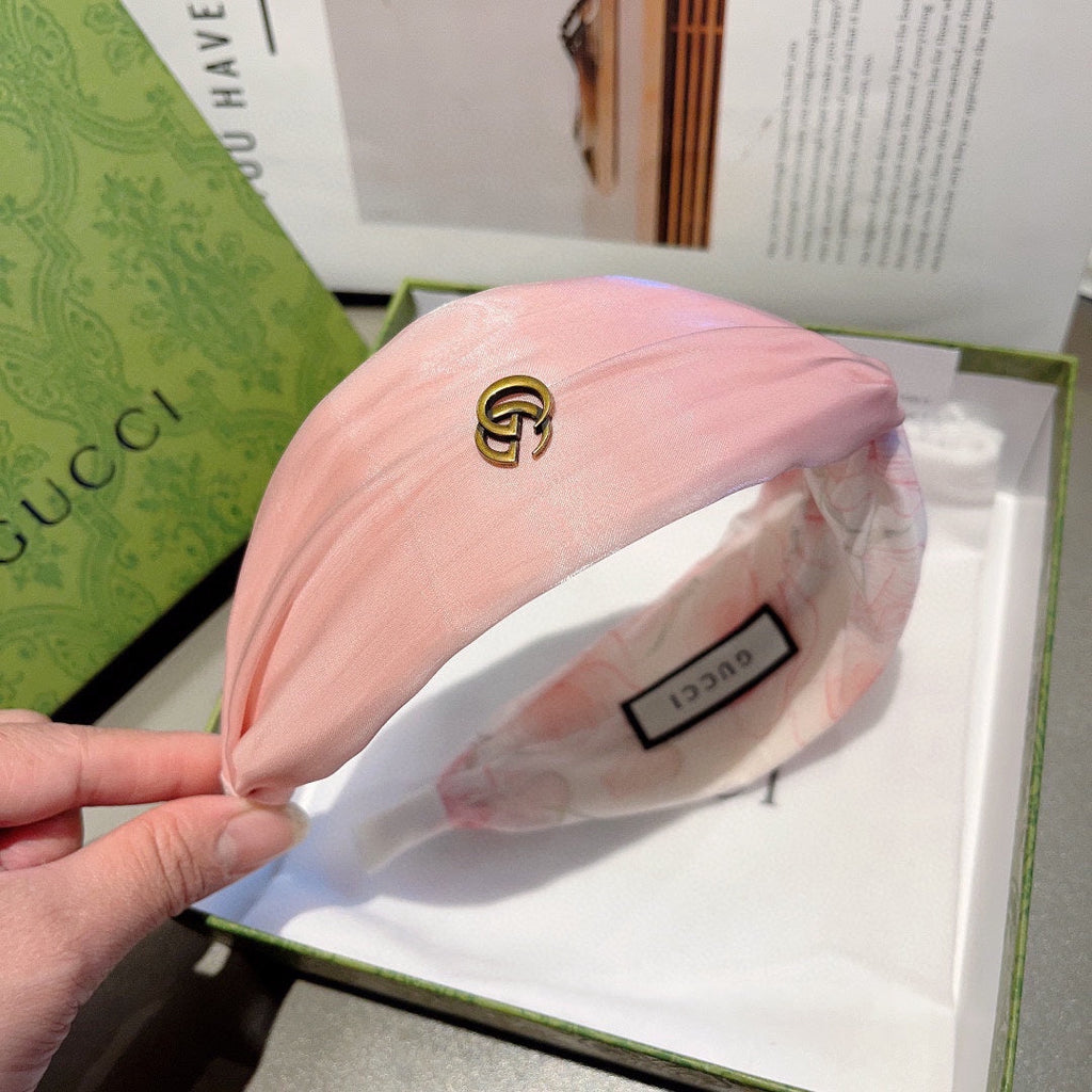GUCCI CHIFFON HEADBAND CREPE PINK 429327