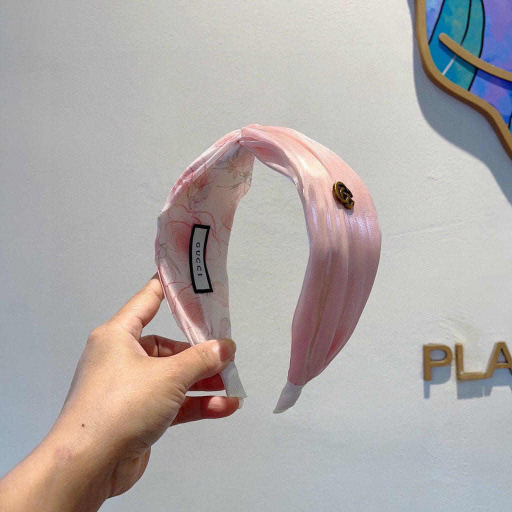 GUCCI CHIFFON HEADBAND CREPE PINK 429327