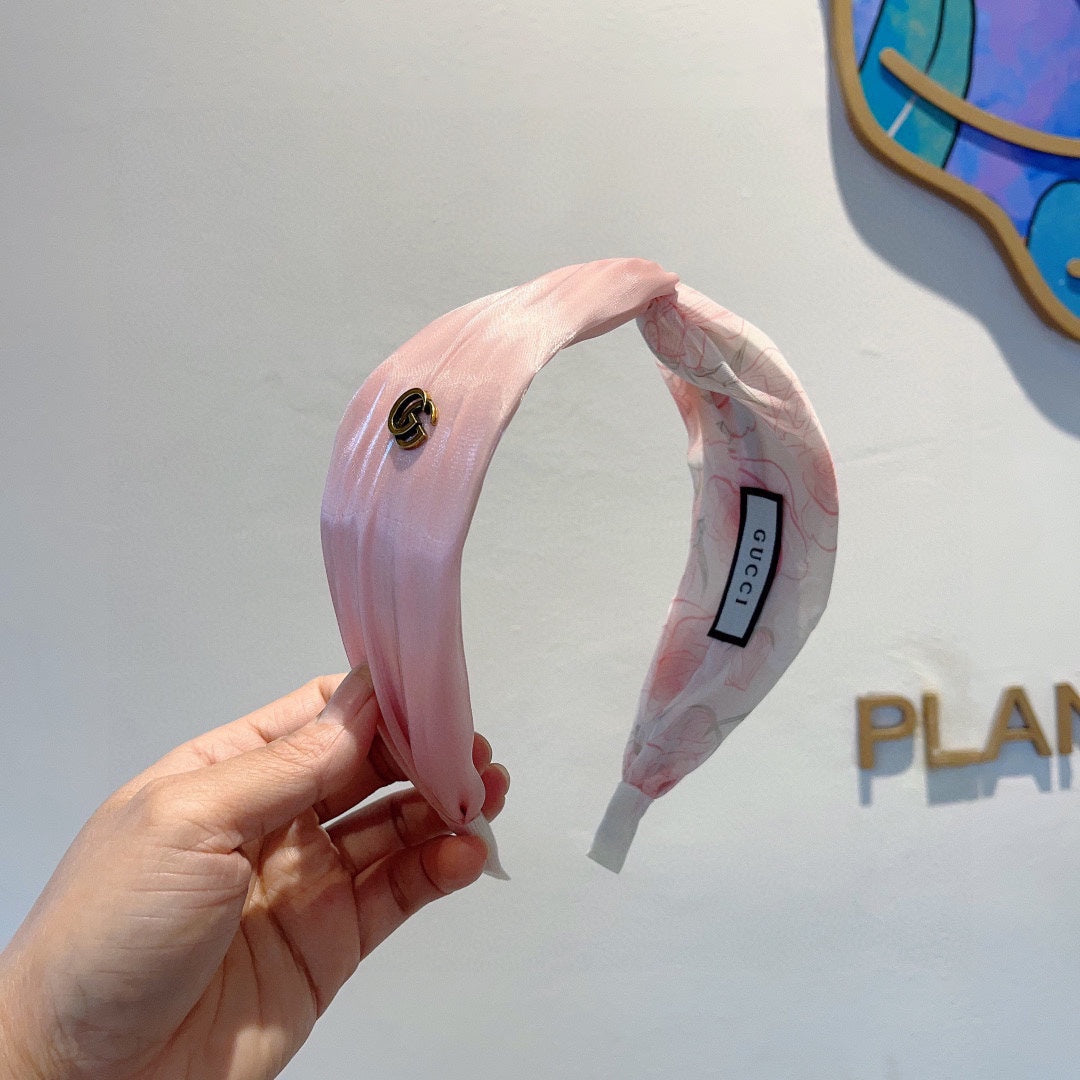GUCCI CHIFFON HEADBAND CREPE PINK 429327