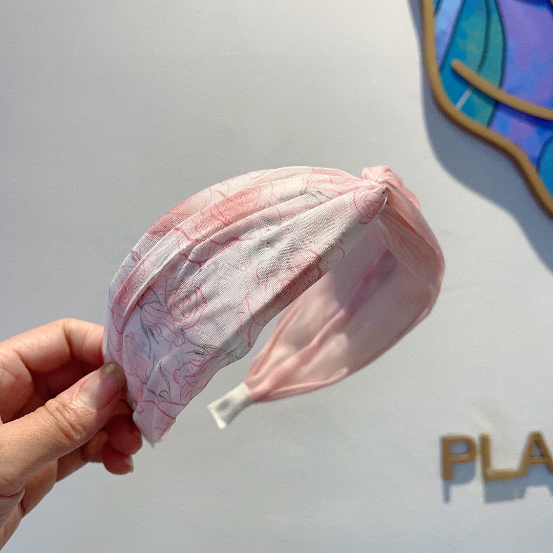 GUCCI CHIFFON HEADBAND CREPE PINK 429327