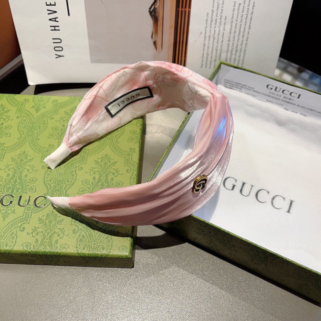 GUCCI CHIFFON HEADBAND CREPE PINK 429327
