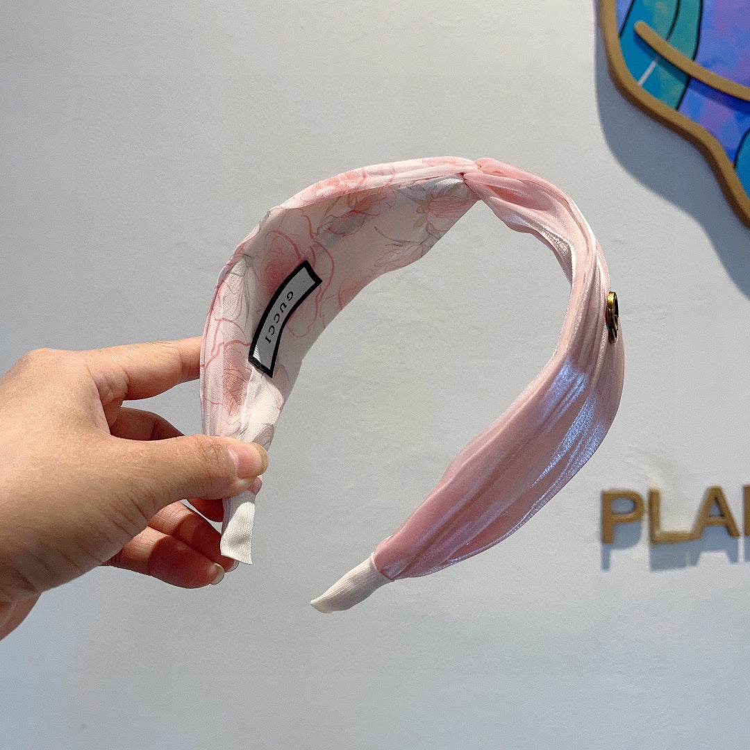 GUCCI CHIFFON HEADBAND CREPE PINK 429327