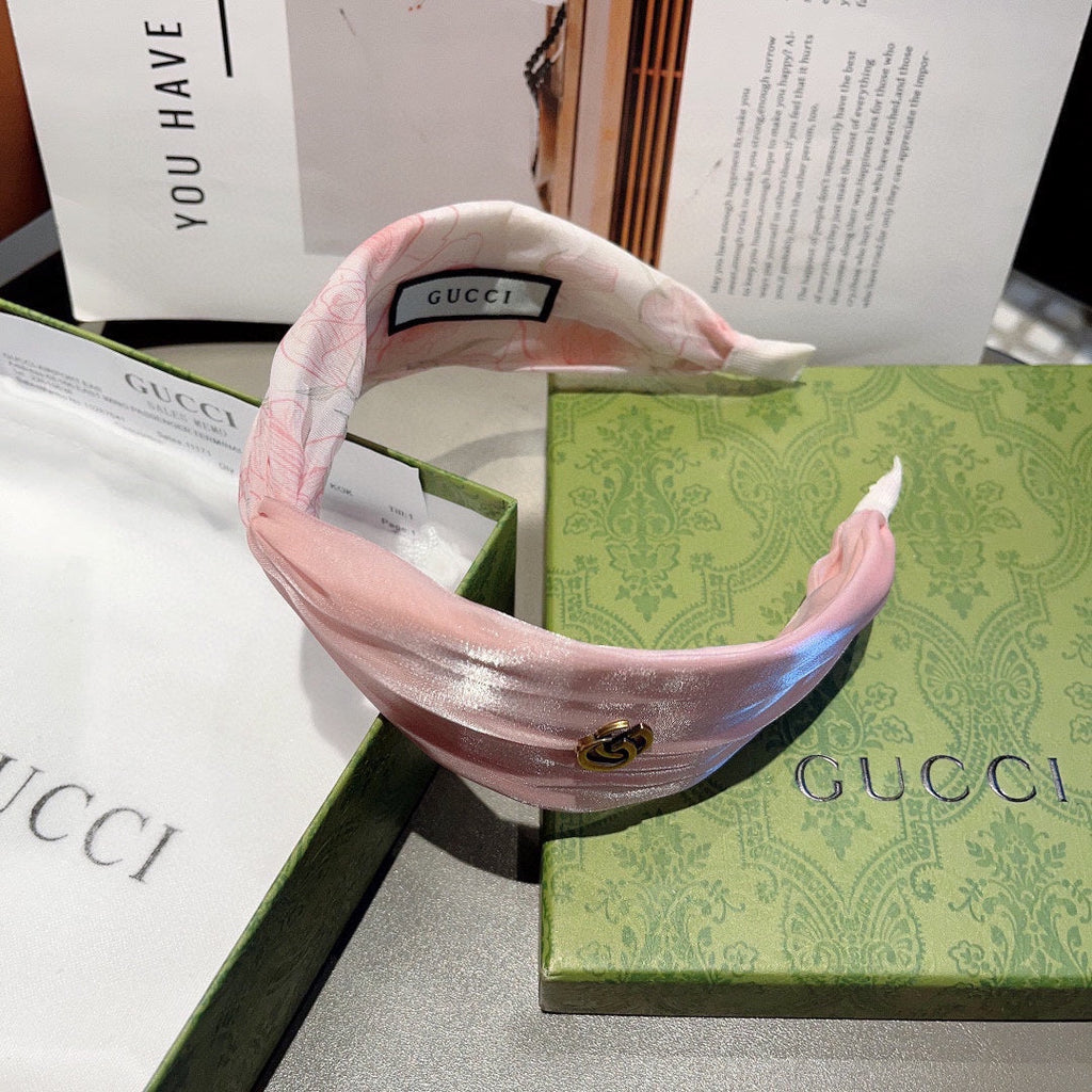 GUCCI CHIFFON HEADBAND CREPE PINK 429327