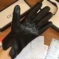 GUCCI TOUCHSCREEN LAMBSKIN GLOVES BLACK WITH WOOL LINING 409346