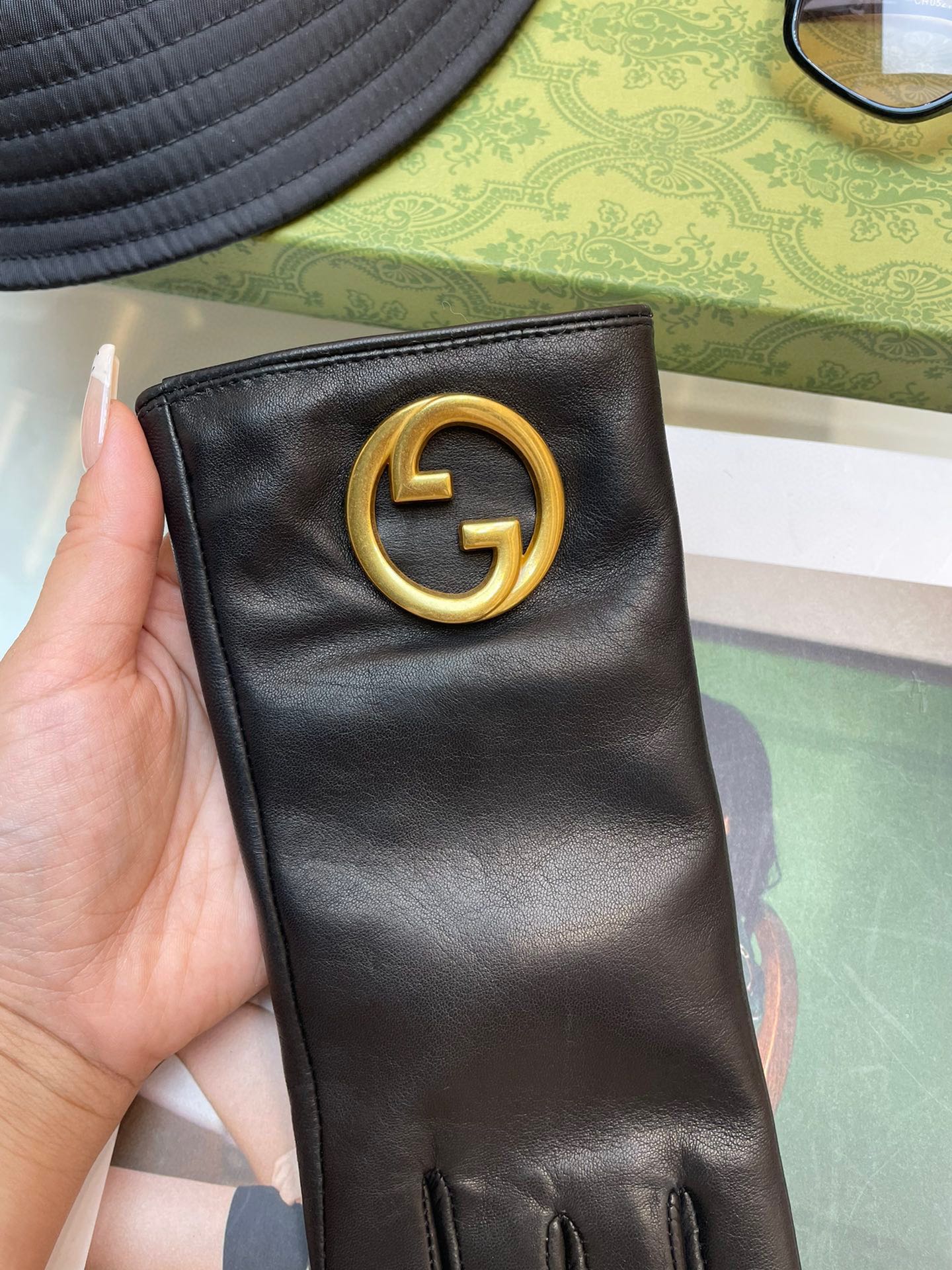 GUCCI GLOVES IN BLACK SHEEPSKIN WITH CASHMERE LINING 432595