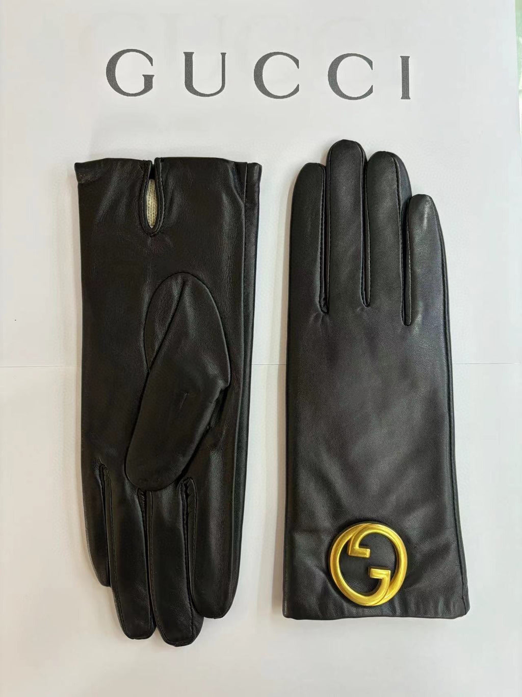 GUCCI GLOVES IN BLACK SHEEPSKIN WITH CASHMERE LINING 432595