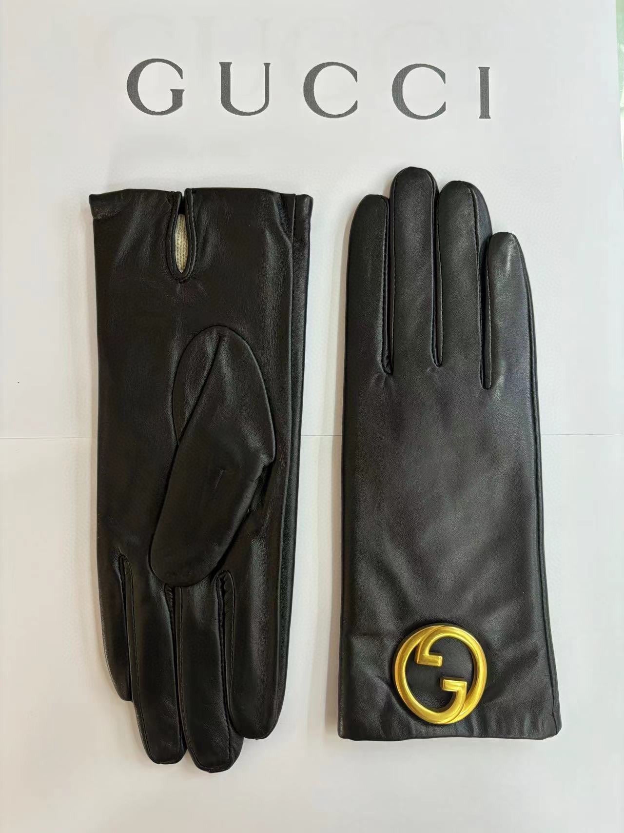 GUCCI GLOVES IN BLACK SHEEPSKIN WITH CASHMERE LINING 432595