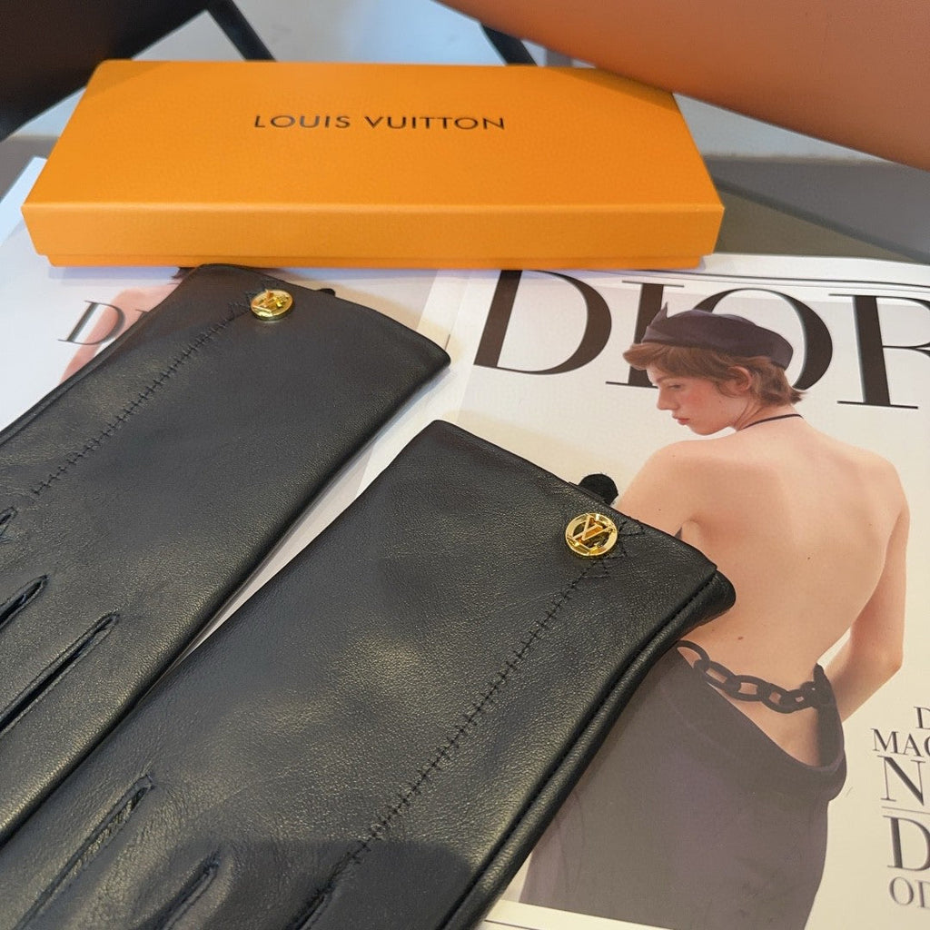 LOUIS VUITTON LV GLOVES IN BLACK LAMBSKIN 466819
