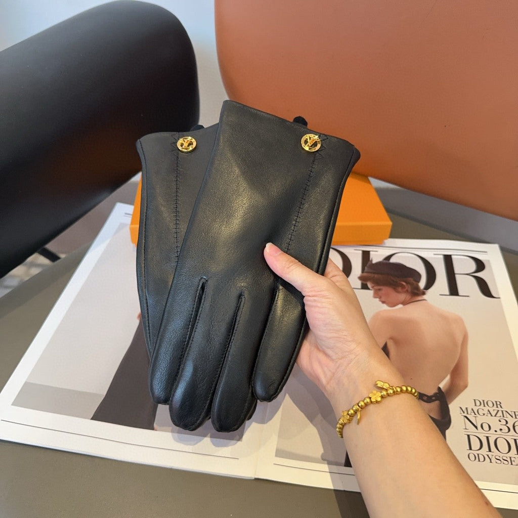 LOUIS VUITTON LV GLOVES IN BLACK LAMBSKIN 466819