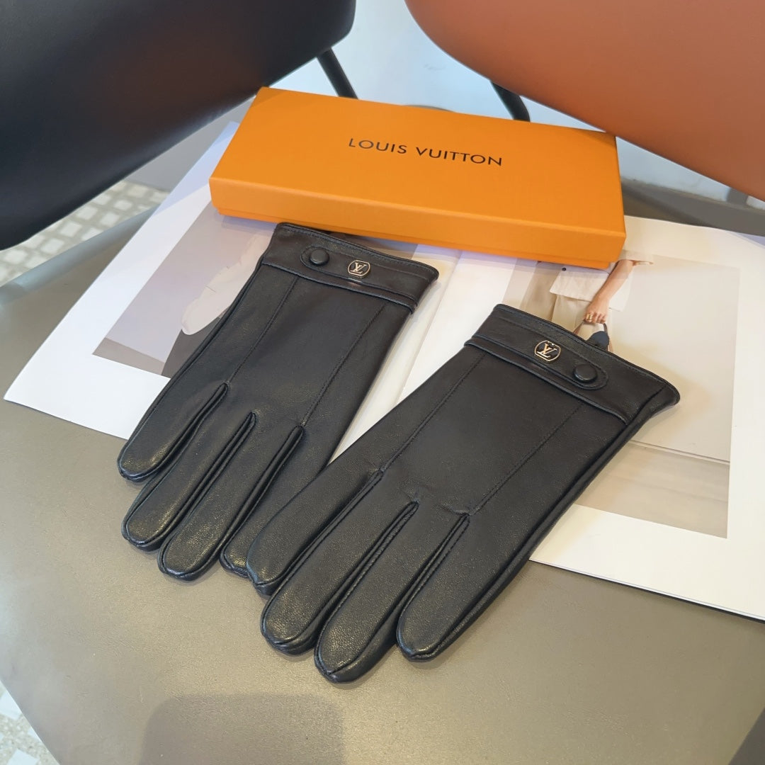 LOUIS VUITTON LV GLOVES IN BLACK LAMBSKIN 462318