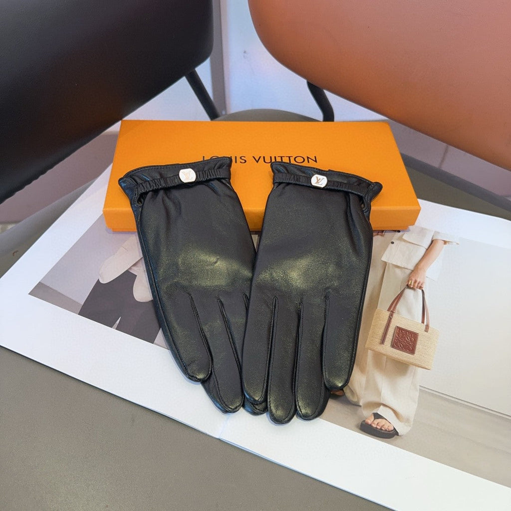 LOUIS VUITTON LV GLOVES IN BLACK LAMBSKIN 462377