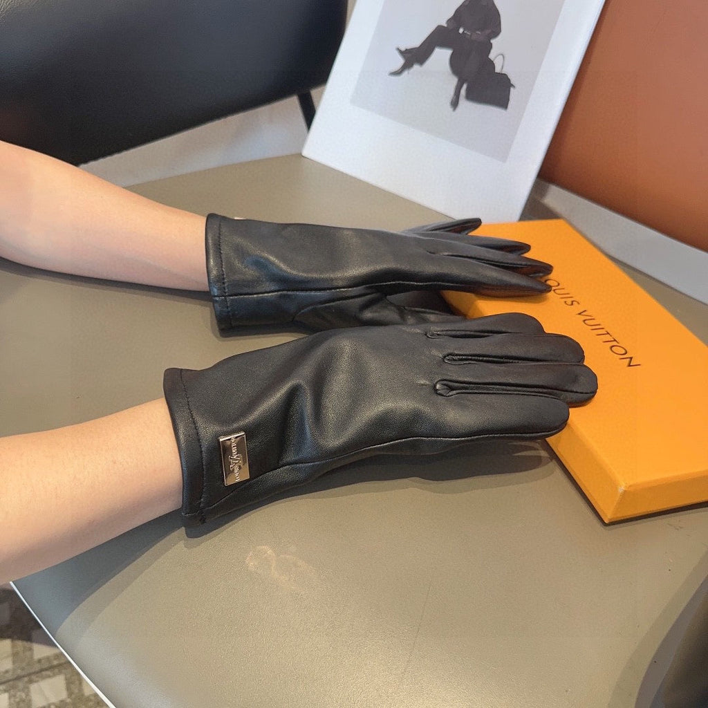 LOUIS VUITTON LV GLOVES IN BLACK LAMBSKIN 463894