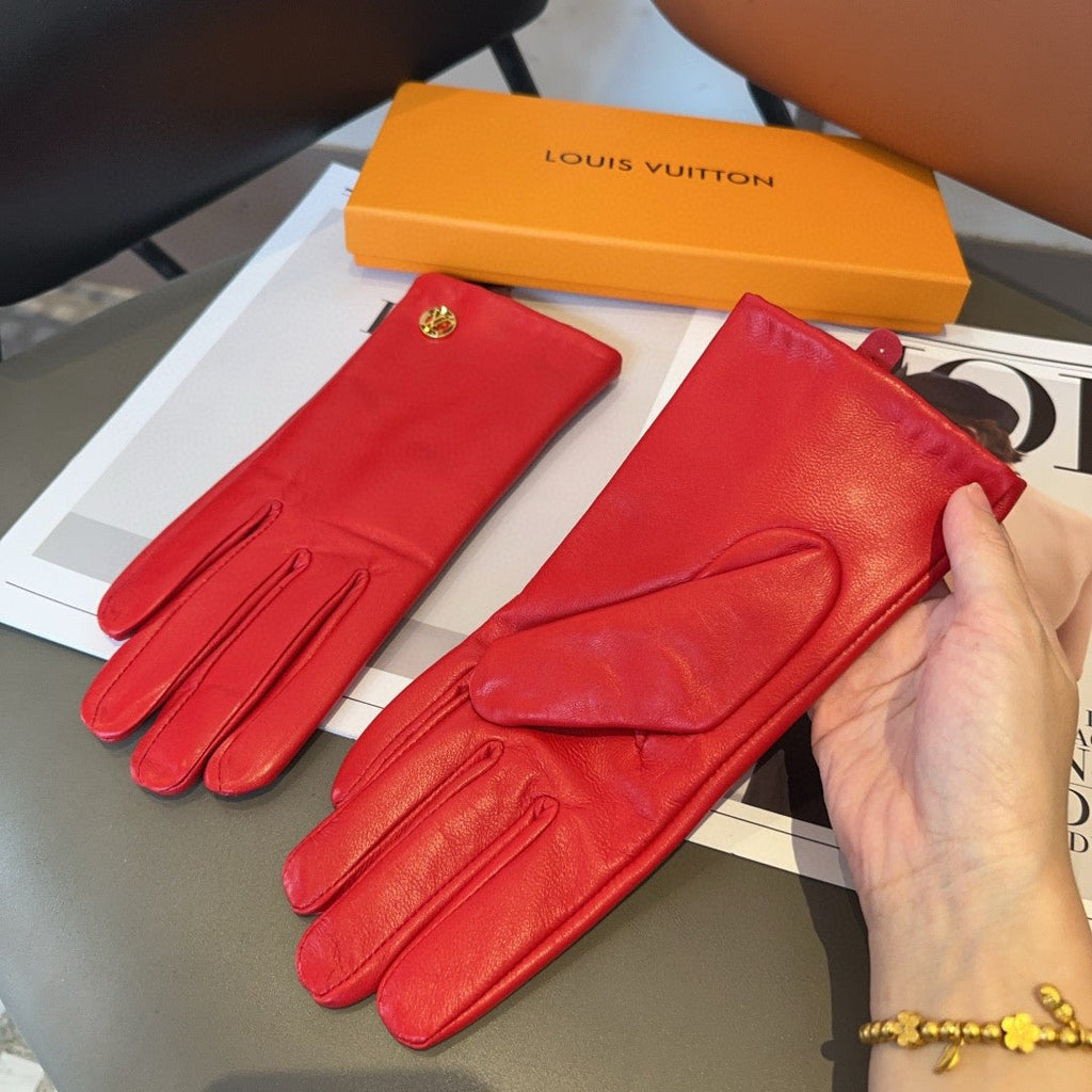 LOUIS VUITTON LV GLOVES IN CHERRY RED LAMBSKIN 463909