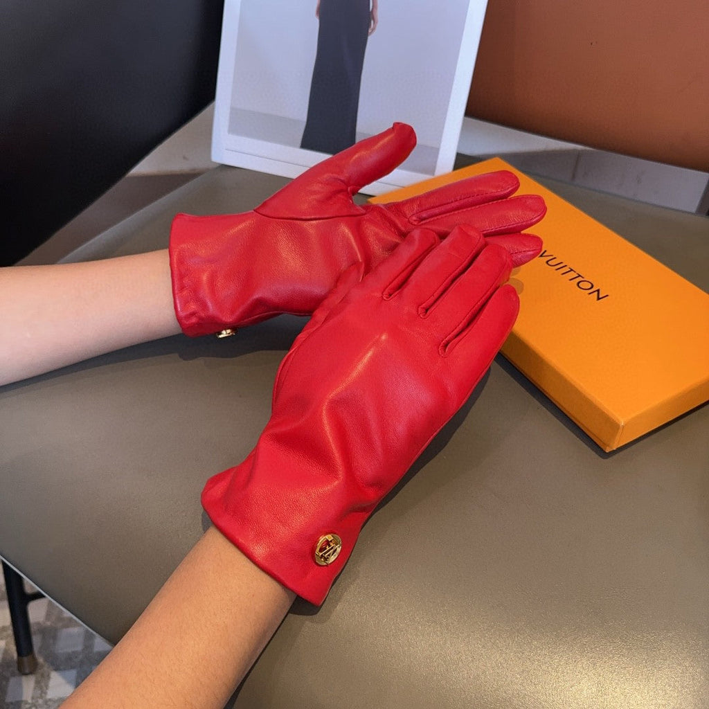 LOUIS VUITTON LV GLOVES IN CHERRY RED LAMBSKIN 463909