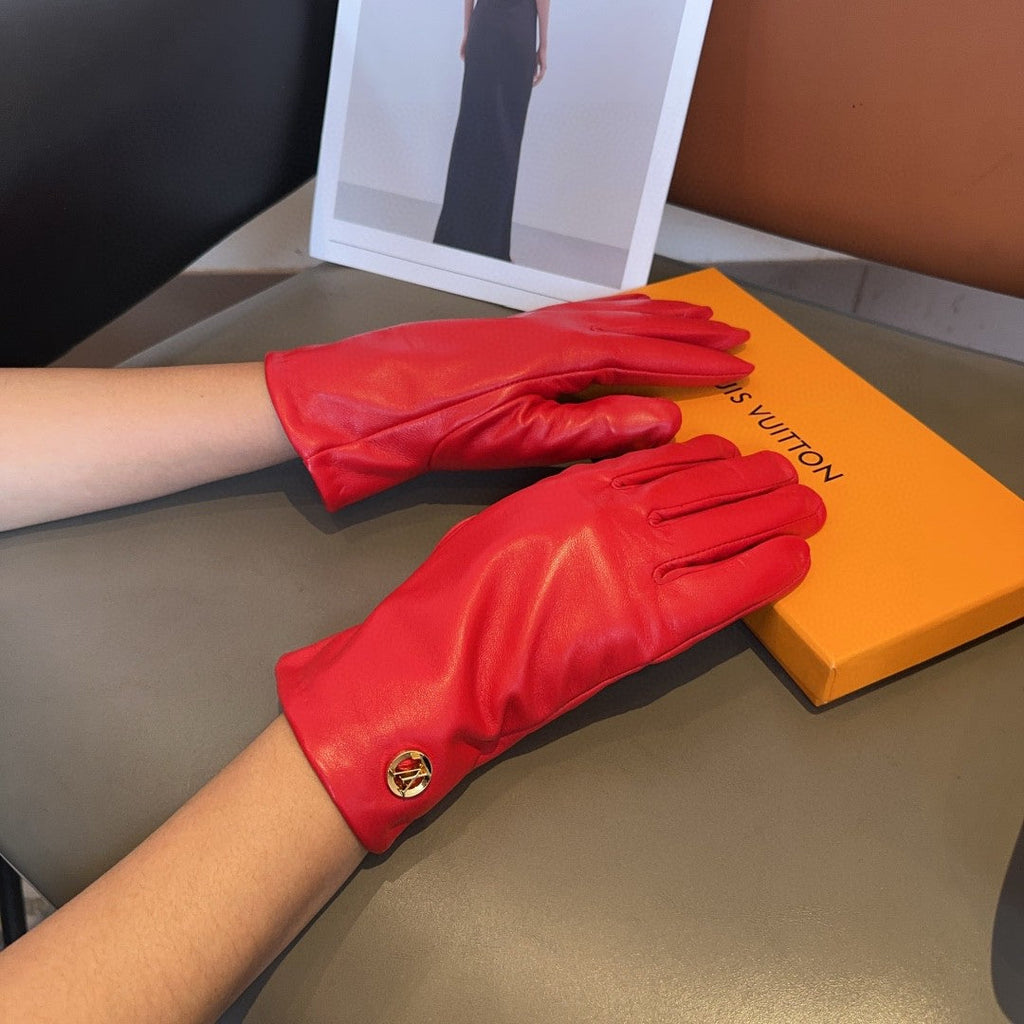 LOUIS VUITTON LV GLOVES IN CHERRY RED LAMBSKIN 463909
