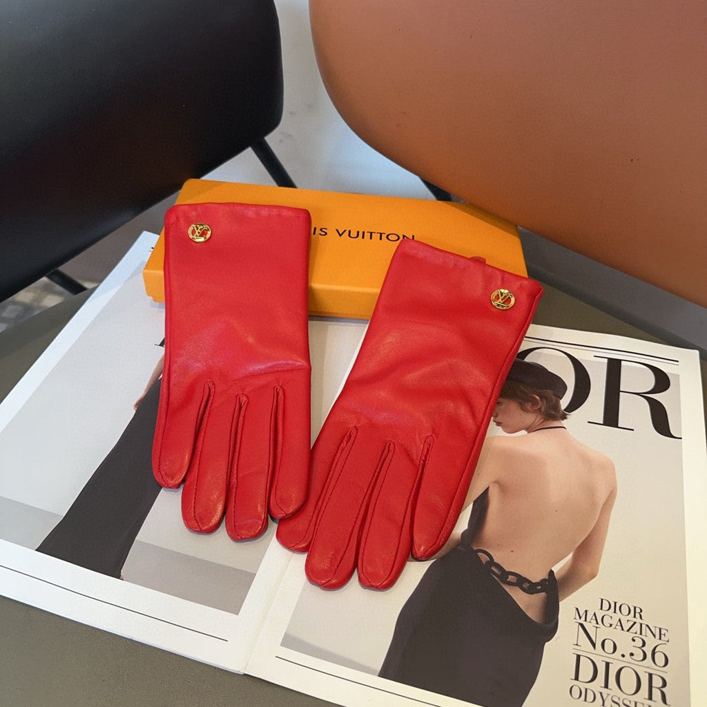 LOUIS VUITTON LV GLOVES IN CHERRY RED LAMBSKIN 463909