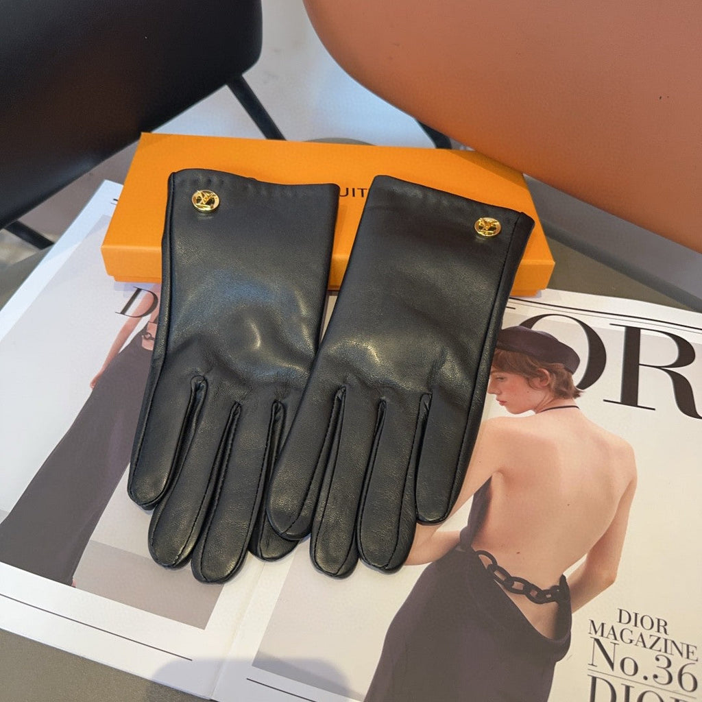 LOUIS VUITTON LV GLOVES IN BLACK LAMBSKIN 463910