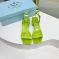 PRADA TRIANGLE HEEL SATIN SANLS CHARTREUSE