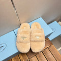 PRADA FLAT MULES IN TUSCAN BEIGE RABBIT FUR