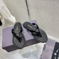 PRADA PATENT LEATHER THONG SLIPPER BLACK