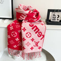 LOUIS VUITTON SUPREME X MONOGRAM 180 CM SCARF IN CHERRY RED WOOL AND CASHMERE 392942