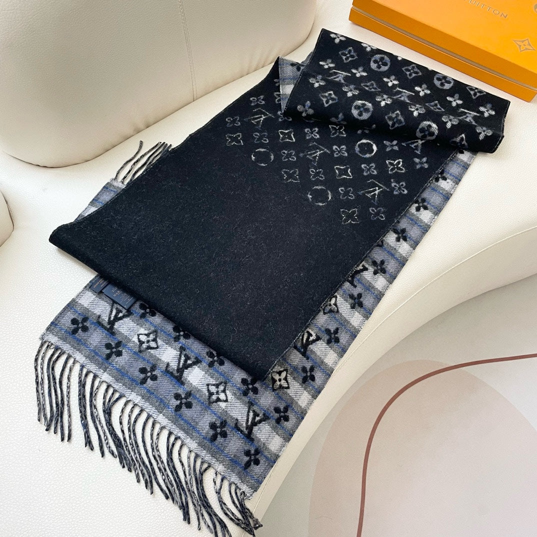 LOUIS VUITTON MONOGRAM GRADIENT TARTAN CITY SCARF 180 CM IN COLORFUL CASHMERE 391001