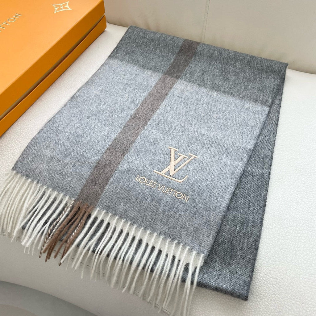 LOUIS VUITTON SCARF 180 CM IN DOVE GRAY CASHMERE 394702