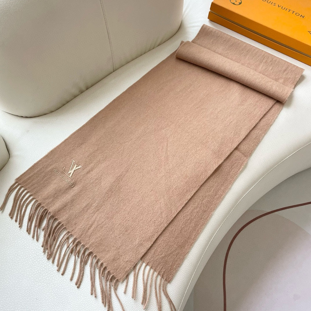 LOUIS VUITTON SCARF 180 CM IN SAND BROWN CASHMERE 396550