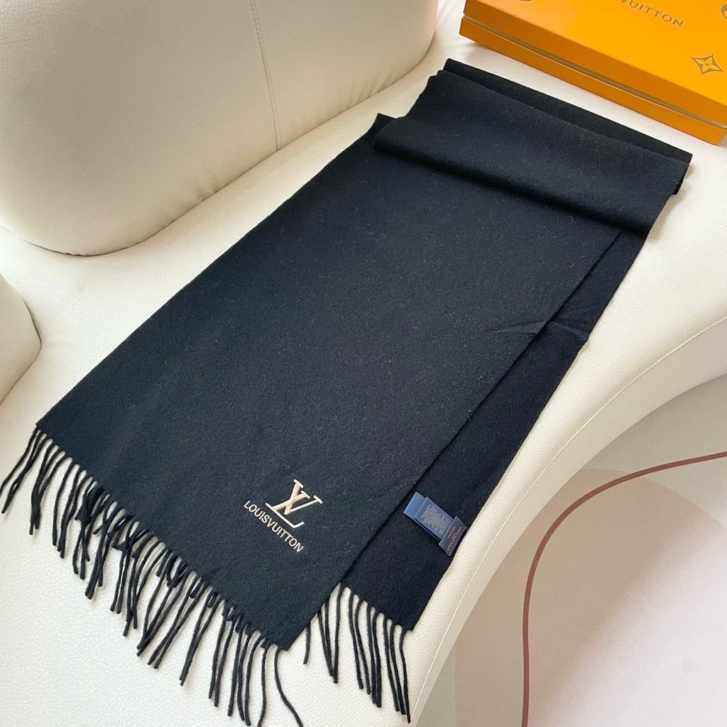 LOUIS VUITTON SCARF 180 CM IN BLACK CASHMERE 396551