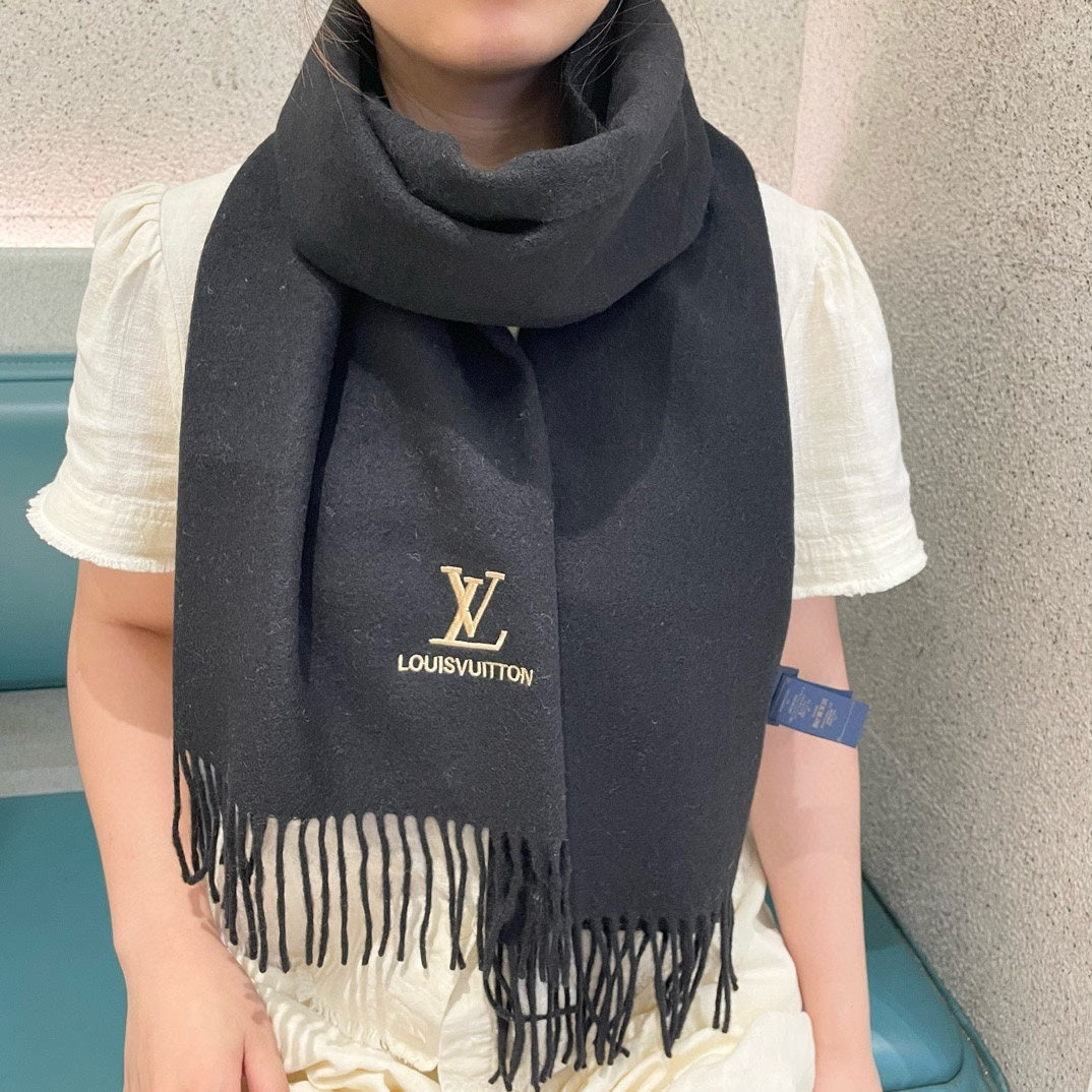 LOUIS VUITTON SCARF 180 CM IN BLACK CASHMERE 396551
