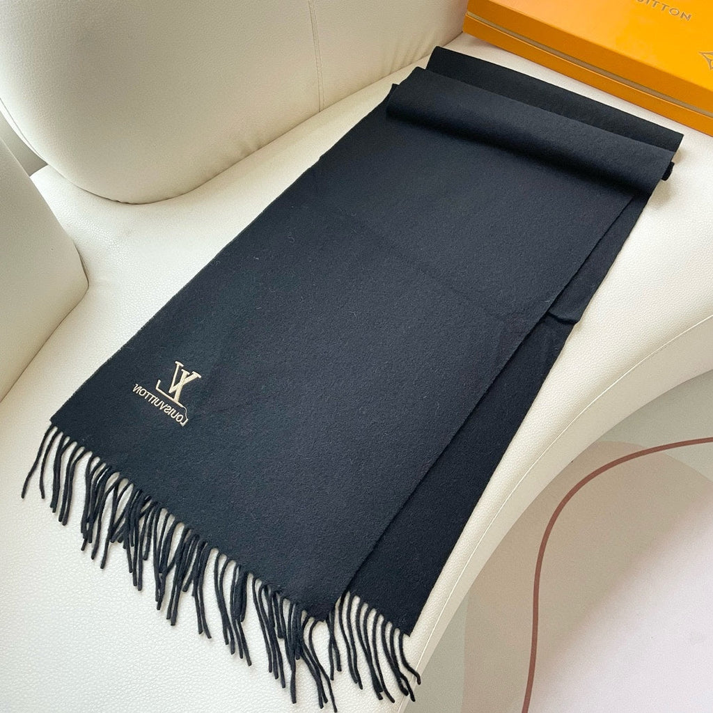 LOUIS VUITTON SCARF 180 CM IN BLACK CASHMERE 396551