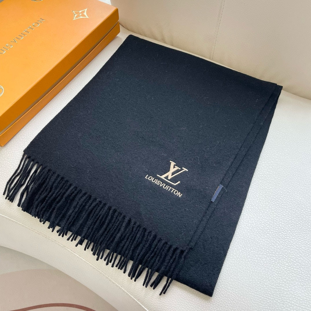 LOUIS VUITTON SCARF 180 CM IN BLACK CASHMERE 396551