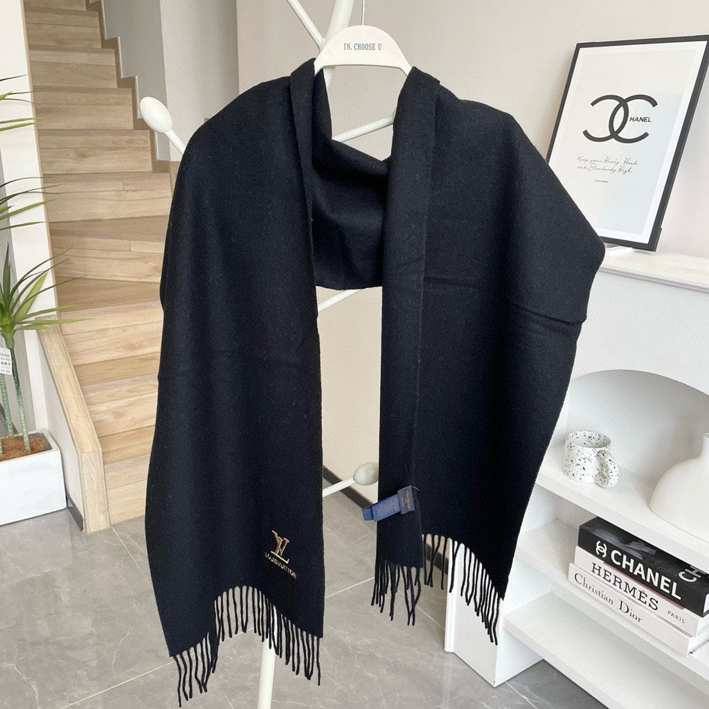 LOUIS VUITTON SCARF 180 CM IN BLACK CASHMERE 396551