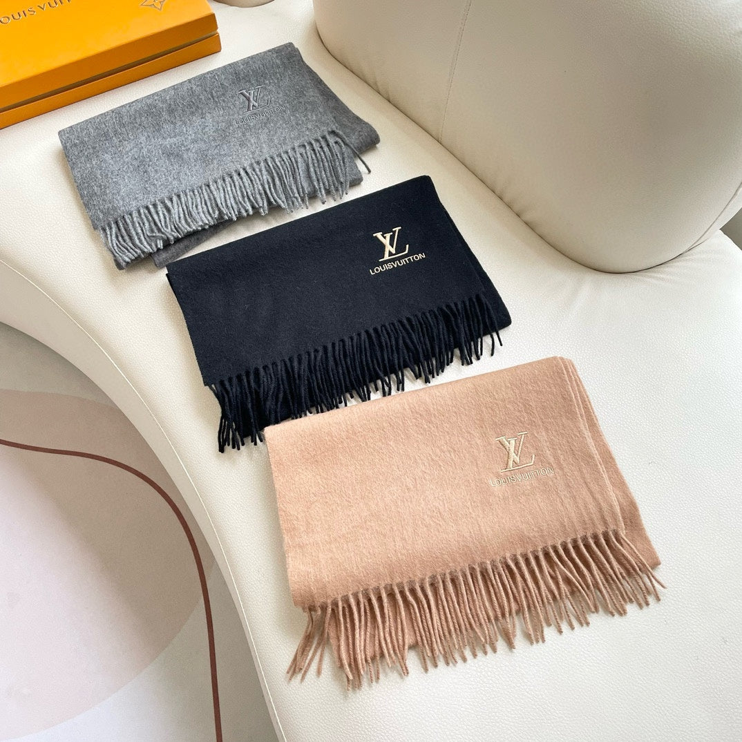 LOUIS VUITTON SCARF 180 CM IN BLACK CASHMERE 396551