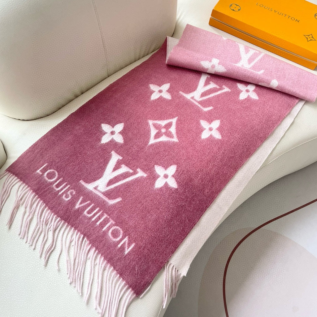 LOUIS VUITTON REYKJAVIK GRADIENT SCARF 220 CM IN PUNCH PINK CASHMERE 399735