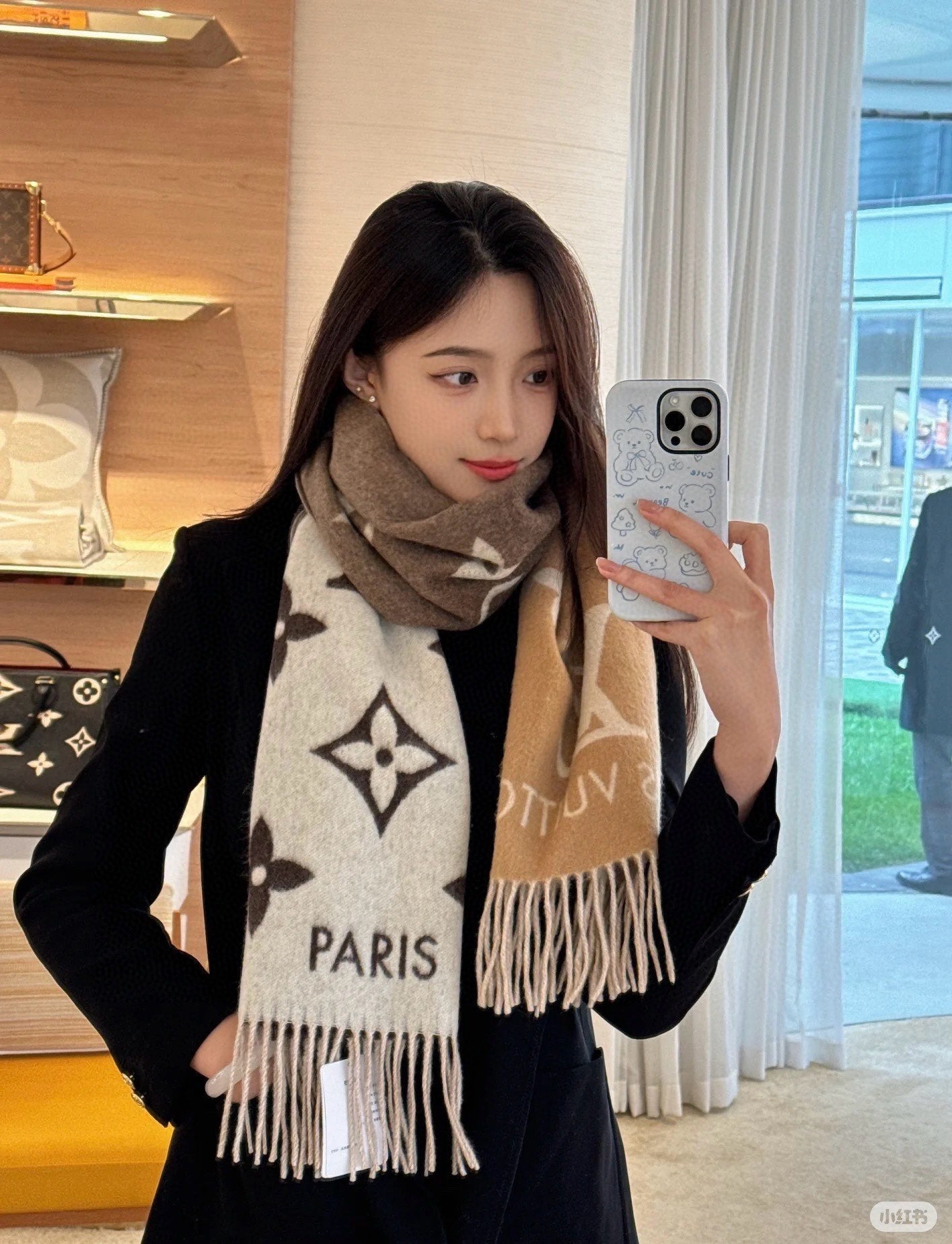 LOUIS VUITTON REYKJAVIK GRADIENT SCARF 220 CM IN CHOCOLATE MIX COPPER BROWN CASHMERE 399738