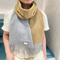 GUCCI SCARF 190 CM IN DOVE GRAY MIX TORTILLA BROWN CASHMERE AND WOOL 399763