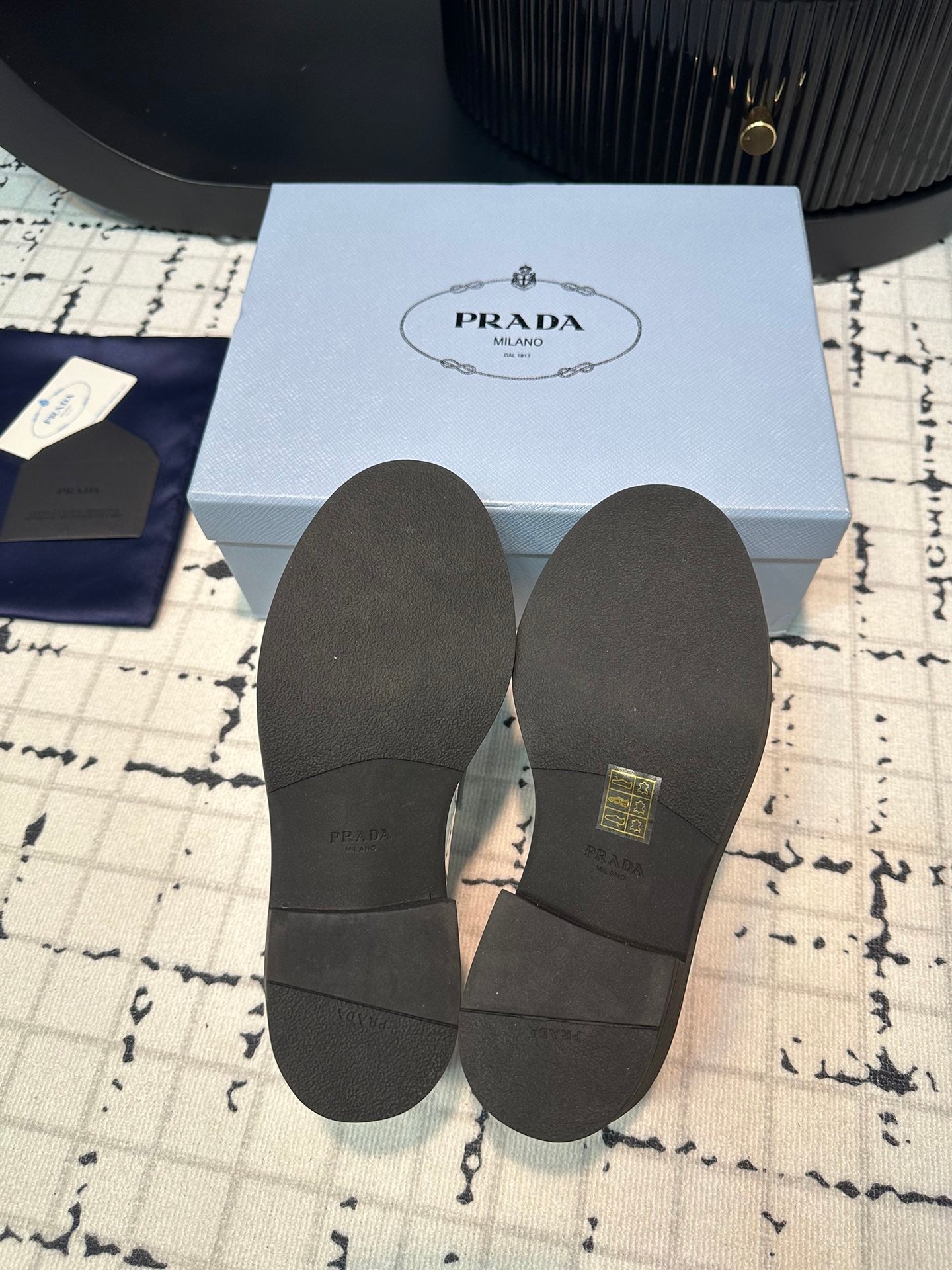 PRADA SCHOCOLATE BRUSHED LOAFERS GLOSSY SILVER CALFSKIN